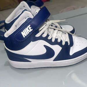 Nike Kids Navy and White High-Top Sneakers